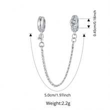 WOSTU 1件925纯银可爱雪花蝴蝶邪眼心形硅胶安全链，适用于女士手链DIY时尚饰品礼品