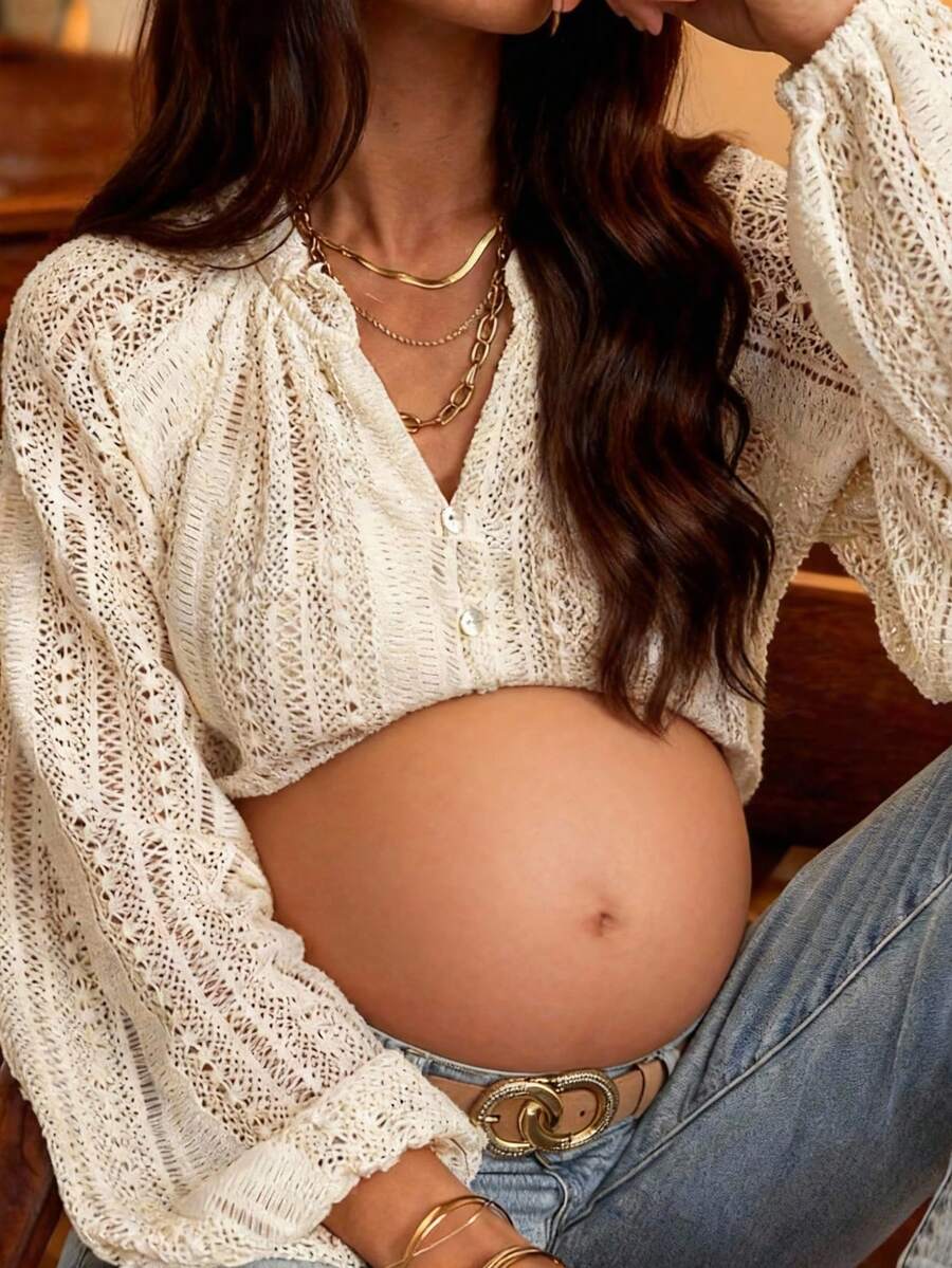 Fashionable Maternity Top, Versatile, Elegant, Casual, Loose - Apricot - View 1