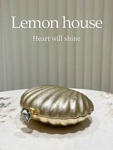 1 st guldfärgad snäckskalformad PU-kuvertväska, glansig kvällsplånbok, elegant glitterpartyväska, brudväska, lämplig för fest, bröllop, klubb och cocktailevenemang - Guld - Visa 5