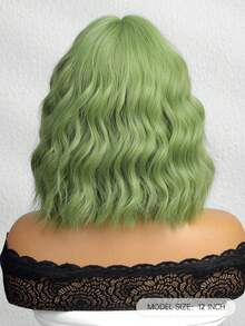 Tóc giả ngắn xoăn nhiều màu, dài 12 inch, chất liệu tổng hợp, kiểu dáng tự nhiên và thời trang, phù hợp cho phụ nữ sử dụng hàng ngày, dự tiệc, Giáng sinh và các dịp khác. - màu xanh lá - Xem 9