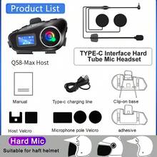 1/2pcs Q58 Max Motorcycle Helmet Bluetooth Intercom, IP65 Waterproof, 500m Intercom Range, Multi-Scene Mixing, Music Sharing, With LCD Screen And LED Flashlight, Support Mixing, Music Sharing, EQ Sound Effects, MP3 Format, Max 32GB Storage Card, Suitable For Full-Face And Half-Face Helmets, Christmas/New Year/Holiday/Christmas Edition Gift