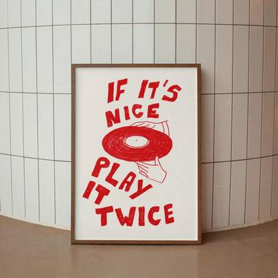 1 pieza, Arte de pared de lienzo, Decoración de pared enmarcada, Acento de pared con temática musical, Póster de tornamesa, Impresión retro genial de pared, Impresión de disco de vinilo Decoración de estudio de banda, Decoración del hogar de disco de vinilo, Decoración del Día de San Valentín, Decoración de estilo universitario rosa