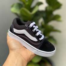 Black Lace-Up Sneakers For Children And Babies, Boys And Girls, Comfortable, School - Đen và trắng - Xem 4