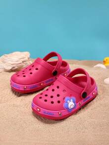 1 Pair Kids Soft EVA Breathable Non-Slip Wear-Resistant Cartoon Animal Sandals, Cute Rabbit Design Beach Shoes For Girls, Summer - Hot Pink - View 4