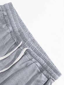 男士夏季浅灰色休闲宽松T恤+工装短裤两件套，男士运动休闲风，适合海滩、度假、旅行，舒适百搭 - 灰色 - 查看 7