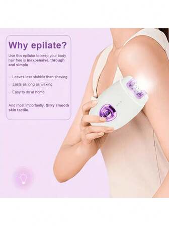 女士脱毛器，二合一面部脱毛器，双速脱毛器带LED灯，USB充电式电动女士剃毛器，比基尼修剪器剃刀，适用于腋下、腿部、手臂，电池容量600mAh