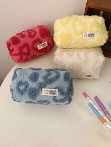 1pc Pillow-Shaped Pencil Case, Different Color Heart Pattern Design Stationery Storage Bag, Used For Writing Pen Eraser And Ruler Storage Pencil Case, Office Desktop Finishing Necessities, Essential School Supplies For The Back-To-School Season - Multicolor - View 11