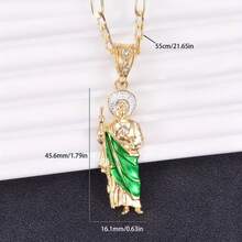 1件墨西哥艺术时尚项链，圣犹达吊坠，男女皆宜的宗教饰品，节日庆典礼物 - 金色 - 查看 14