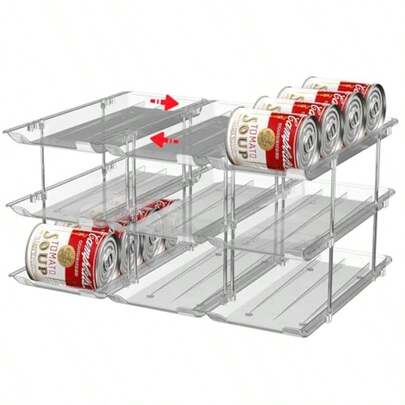 Organizador de latas de salvia GSYY, soporte para despensa y latas de alimentos para latas de sopa, dispensador con estante, transparente, paquete de 9