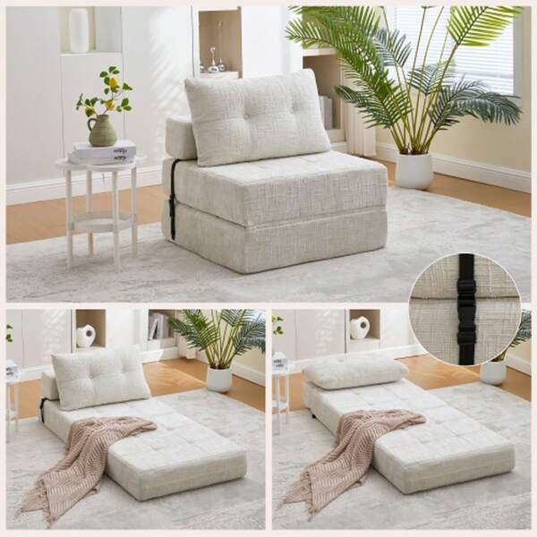 Foldable Sofa Bed, Sofa Bed With Cushions, Foldable Mattress With Backrest, Portable Folding Sofa, Comfortable Floor Sofa For Living Room And Bedroom