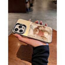 Cute napping kitty  17 Pro Max case-kawaii sleeping-cat print with a soft rainbow-silver shimmer. Velvety silicone, full-wrap shock-proof cover for  17/16/15/14/13/12/11/XS/XS Max/8 Plus/mini-new drop, premium feel for cat-loving him & her. - Albaricoque - Ver 4