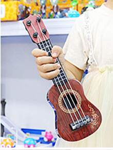 1pc Mini 4-String Guitar Decor For Office Desk & Home, Playable Musical Toy