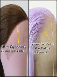 180% Density 13x4 Synthetic Lace Front Wig, Purple Ash Brown Natural Straight Hair, High Quality Heat Resistant Fiber, Full Wig Set For Women - Multicolor - View 9