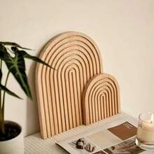 1/2 件彩虹形木质砧板，波西米亚风格木质托盘，家居厨房装饰拼盘 - 彩色 - 查看 2