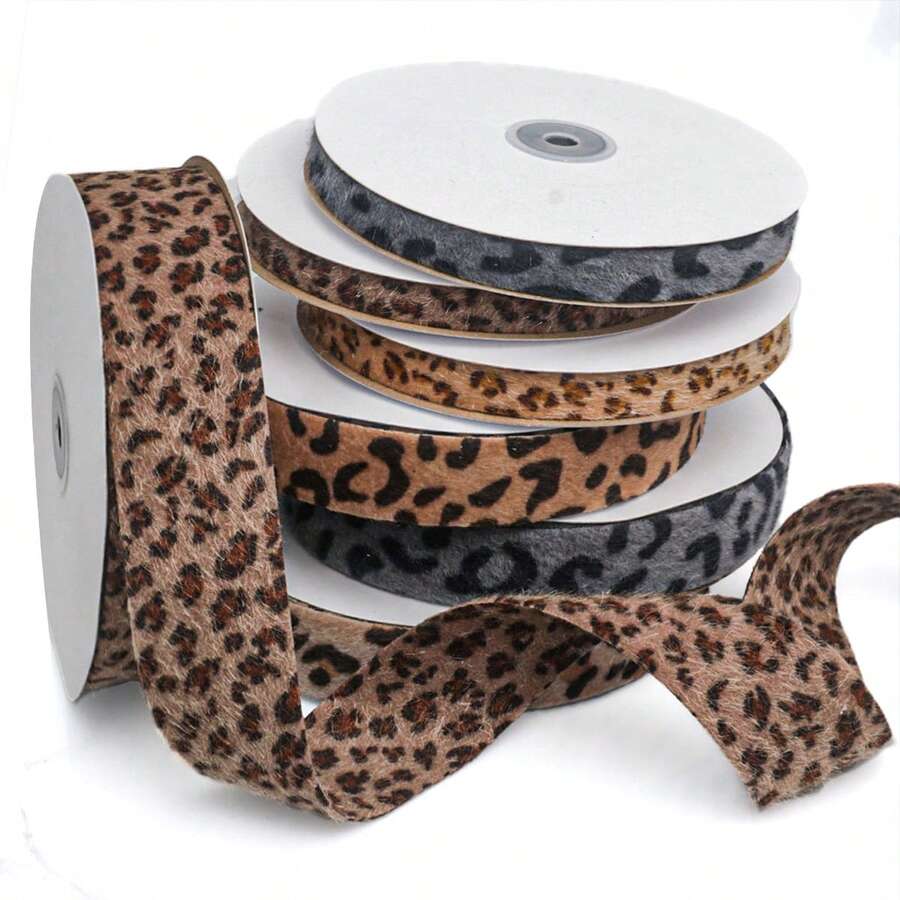 Cinta de terciopelo con estampado de leopardo, cinta de satén con estampado de leopardo de una sola cara, accesorios para el cabello hechos a mano con diadema de moño, suministros de ropa, envoltura de regalos, decoración de fiestas, manualidades y coronas de DIY