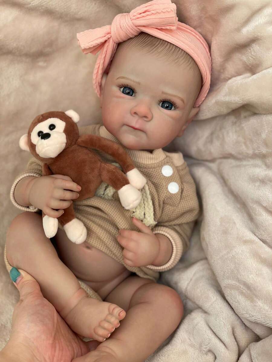 Bettie Doll head 1-4 1 PC 18 Inch Full Silicone Vinyl Bettie Reborn Girl Baby Doll Handmade Baby Newborn Doll With Painted Hair(Include Monkey Toy) - Reborn Girl - View 1