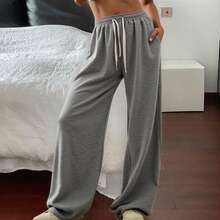 Livesso 抽绳弹力腰带和裤脚慢跑运动裤，女士慢跑裤 - 灰色 - 查看 7