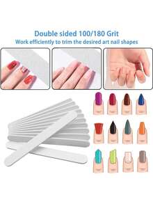 100pcs Reusable Self-Adhesive Nail Files, 180 Grit Replacement Nail Sanding Pads, Suitable For Home And Salon Use, 1pc Stainless Steel Half-Circle Replaceable Nail File Pad, Manicure Tools, Nail Care Supplies - Light Grey - View 6
