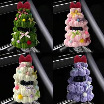 1pc Handmade Crochet Christmas Series Car Gear Shift Knob Cover - Fashionable Car Accessory, Comfortable Manual Gear Shift Knob Decor Cover, Christmas Gift