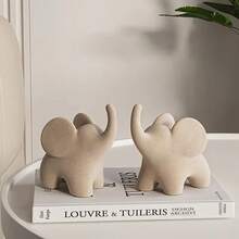 1pc Modern Minimalist Beige Elephant Ornament - Resin/Flocking, Perfect For Home & Office Desk Decor | Ideal Gift For Holidays Like Halloween, Christmas, Easter, Thanksgiving - Multicolor - View 11