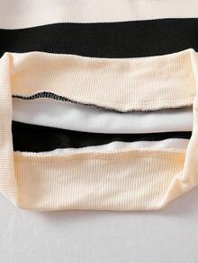 2pcs/Set Newborn Baby Boys' Black & White Striped Long Sleeve Crew Neck Top And Casual Pants Outfit, Spring/Autumn - Black and White - View 8