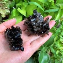 1pc Black Crystal Cluster Crystal - Bohemian Style Mineral Specimen With Earthy Brown To Clear Gradient, Raw Unpolished For Home Decor, Jewelry Making & Unique Holiday Gifts, Authentic Mineralogy, Earthy Aesthetic, Handpicked Stone - Black - View 12