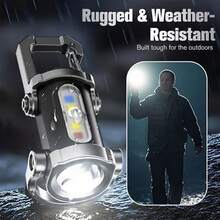 Portable Rechargeable Bright Keychain Flashlight Phone Charger, 1200 Lumens Waterproof Mini EDC Compact Keychains Flashlight, LED USB Torch Light With 7 Modes Type-C For Outdoor Camping (2pcs) - 1pc - 查看 7