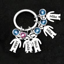 LICVIC 1 Móc khóa đá quý theo tháng sinh cá nhân hóa kèm tên, Móc khóa thép không gỉ cá nhân hóa cho nam nữ kèm mặt dây chuyền, Quà tặng móc khóa gia đình tùy chỉnh cho mẹ, Móc khóa tên tùy chỉnh, Quà sinh nhật, Giáng sinh, Halloween, Ngày của Mẹ, Ngày của Cha, Quà tặng cho các cặp đôi, cha mẹ, bạn thân, Móc khóa du lịch - Bạc - Xem 27