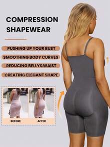 2pcs Women's Seamless Bodysuit Shapewear Black Bodysuit, Yoga, Daily Wear - Multicolor - View 2
