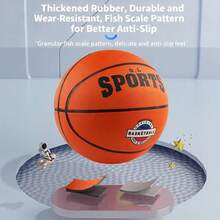 1 Piece Basketball, Rubber Material, 3 Balls, Standard Size Bright Color Fashion Basketball Fitness Products, Daily Game Training Balls, Gift For Grandchildren Multi-Purpose Products - Burnt Orange - View 4