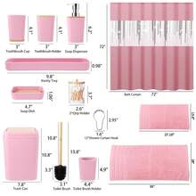 YESagoodShop Bathroom Set Black Trash Can  9 Piece Decor Toothbrush Holder Cup Lotion Dispenser Tray Soap Dish Toilet Brush Qtip 1763699629789 - 浴室套裝+浴簾 - 查看 2
