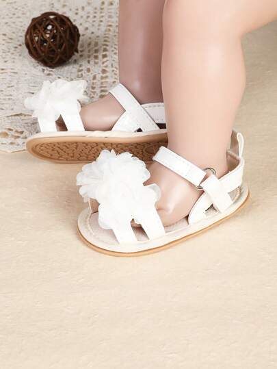 Infant/Toddler Girls' Summer Sandals, Breathable Non-Slip Hook And Loop Soft Sole Shoes For Newborn To 12 Months