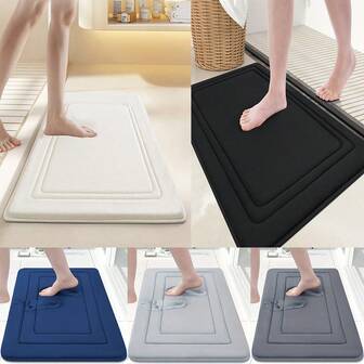 1 pieza Alfombra de baño de felpa de coral de 40x60cm con forma de U, alfombra de entrada gruesa, alfombra de piso antideslizante para cocina, baño, inodoro