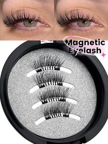 MAANGE 2/1 paire de faux cils magnétiques, faux cils magnétiques portables, look naturel, faux cils magnétiques améliorés, plus pratiques à porter et à retirer, essentiels pour les voyages d'été, les cadeaux de vacances, les vacances à la plage, les voyages de camping, le sac à dos en Europe - Demi-croix des yeux - Voir 7