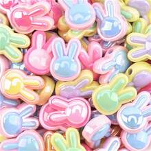 10pcs Colorful UV Cross Hole Rabbit Head Acrylic Beads For DIY Jewelry Making, Necklaces, Bracelets, Earrings, Handicraft Accessories - 10Pcs - 查看 9