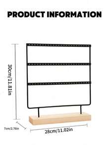 1pc Elegant Jewelry Organizer, 4-Tier Earring Holder With 48 Holes, 6 Hooks Necklace Storage, Stylish Wood Box For Bracelets & Rings, Perfect Gift For Mother's Day, Preppy Room Dr, Ideal For Valentine's Day, Thanksgiving, And Christmas Celebrations, Enhance Your Space With Functional And Chic Accessories, Must-Have For Fashion Lovers And Jewelry Enthusiasts, Organize Your Treasures In Style, Perfect For Gifting And Personal Use, Elevate Your Home Dr With This Versatile Jewelry Storage Solution.,Room Décor - Multicolor - View 12