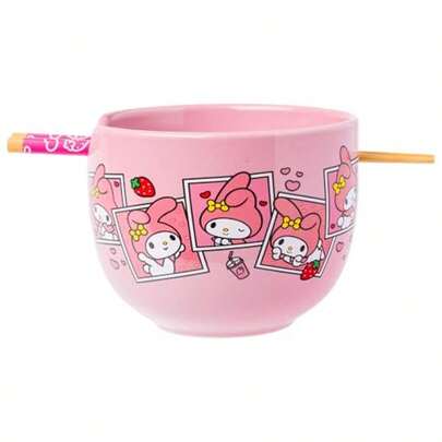 WSXC   Pastel Dreamland Featuring   And  Ceramic Ramen Noodle Rice Bowl With Chopsticks And Spoon Microwave  20 Ounces