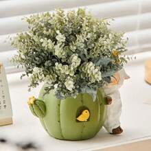 1/80pcs 12.99 Inch Artificial Plant Plastic Flower Bouquet Eucalyptus Leaves, Spring Valentine's Day Gift, Birthday Party Decor, Wedding Flower Basket, Bridal Bouquet, Home Decor, Restaurant, Bedroom, Windowsill, Vase Decor, New Year Decor, Outdoor Garden, Back To School, Loy Krathong Decor, Valentine's Day Gift - Gray Green - View 9