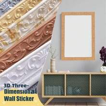 1pc 3D Foam Wall Edge Sticker, Self-Adhesive Waterproof Baseboard Wall Paper Border, Bedroom Home Wall Decor - Multicolor - View 6