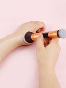 1 Pc Foundation Makeup Brush, Double Ended Makeup Brushes For Blending Liquid Powder, Concealer Cream Cosmetics, Blush Brush - Multicolor - View 5