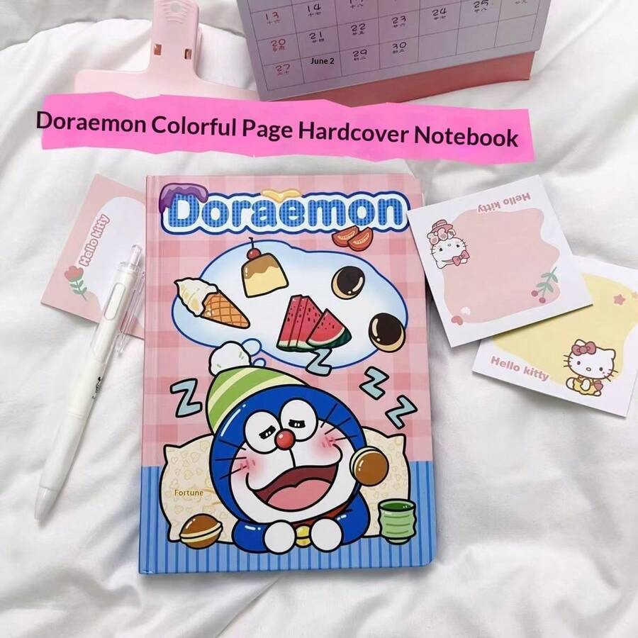 1pc A5 Color Inside Page Cute Cartoon Notebook Hand Book Gift Color Inside Page Notebook Valentine's Day Gift, New Year's Gift, Valentine's Day Gift, Easter Gift - Multicolor - View 1