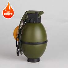 Grenade Shaped Windproof Lighter Series, Windproof Flashlight Lighter - Refillable  Lighter, Adjustable Multi-Function Outdoor BBQ, Kitchen, Camping EDC Tool, No Batteries Required Ideal Men's Gift - Christmas Present (No Nitrile Gas) - Green - View 1