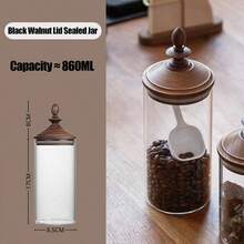 Black Walnut Lid Coffee Bean Storage Canister, Glass Storage Jar With Wooden Lid, Airtight, Moisture-Proof, Sealed Storage Jar, High Borosilicate Glass Jar, Kitchen Storage Canister, Food Storage Jar, Suitable For Coffee Beans, Peanuts, Soybeans, Mung Beans, Brown Sugar, Storage - Multicolor - View 17