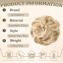 Messy Bun Hair Piece Hair Bun Wavy Curly Scrunchies Chignon Ponytail Hair Extensions Fake Hair Bun Extensions Synthetic Tousled Updo Hairpieces For Women(Blond Mix),BlondMix - BlondMix - 查看 3