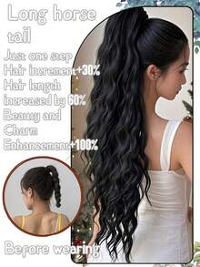 Synthetic 26Inch Long Wavy Claw Clip On Ponytail Hair Extension Blonde Ponytail Extension For Women Pony Tail Hair Hairpiece - Multicolor - View 4