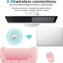 Mofii Skyscraper Cat Wireless Keyboard And Mouse Set, Colorful Cute Design For Girls, Compatible With PC And Laptop - Pink Mixed Color - View 8