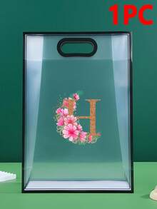 5/1pc Gift Bag, A-Z 26 Letter Design Waterproof Gift Bag - Fashionable Portable Wedding Gift Bag, Small Black & White PVC Transparent Tote Bag, Insertable Christmas Gift Bag, Wedding Gift, Holiday Gift