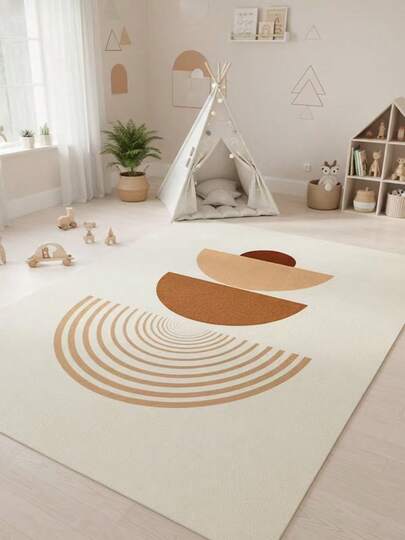 1件装多色半圆形图案地毯，客厅地毯，长方形地垫，家居装饰，大尺寸客厅地毯，可水洗