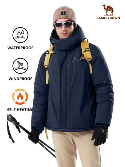 CAMEL CROWN Men's Mountain Ski Snow Jacket Waterproof Winter Coat Snowboarding Windbreaker Windproof Warm Hooded Snow Coat