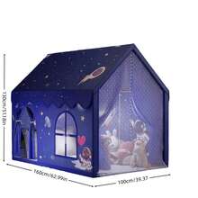 خيمة منزلية للحيوانات الأليفة ذات موضوع الفضاء للكلاب والقطط الكبيرة والمتوسطة الحجم، مأوى داخلي فسيح للحيوانات الأليفة مع بابين وشباك قابل للتهوية، بنمط جميل لرائد الفضاء والصاروخ، كهف أليف مريح يناسب أكثر من حيوان أليف